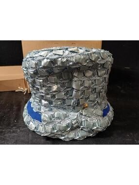 Vintage 1950s Antique Topper - Silver & Blue Decorative Hat w/ box & paperwork